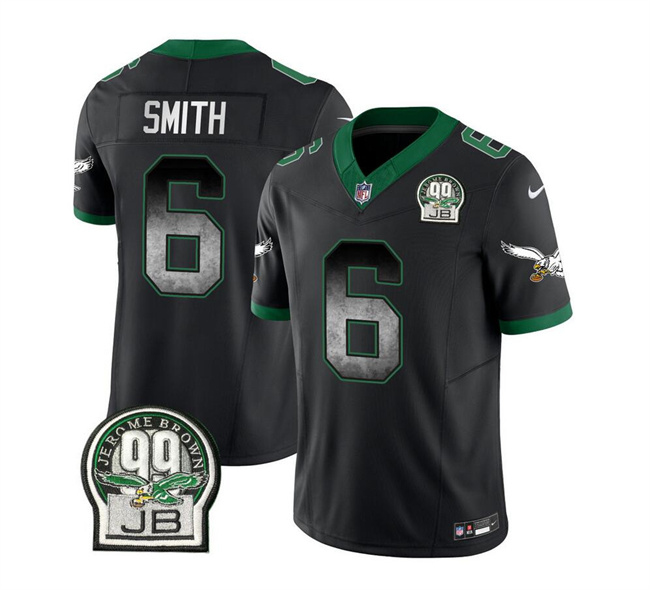 Men's Philadelphia Eagles #6 DeVonta Smith Black 2023 F.U.S.E. Throwback Vapor Untouchable Limited Football Stitched Jersey